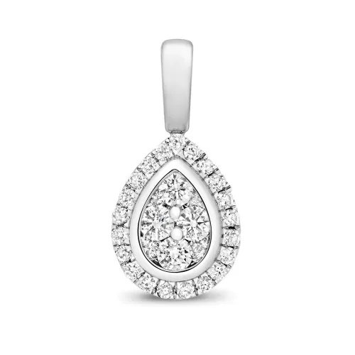 0.23ct Pear Diamond Pendant Cluster - 9ct White Gold